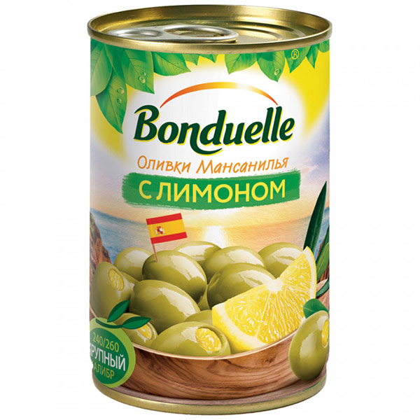 Оливки Bonduelle с лимоном 300 гр