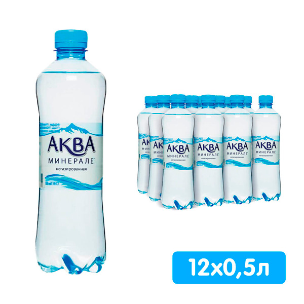 Вода Аква Минерале 0.5 литра, без газа, пэт, 12 шт. в уп Вода Аква Минерале 0.5 литра, без газа, пэт, 12 шт. в уп. - фото 1