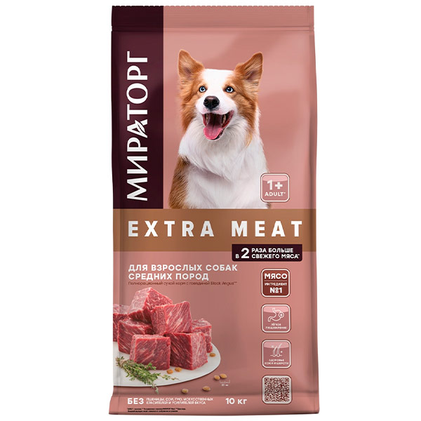 Сухой корм Мираторг Winner Extra Meat для взрослых собак средних пород 10 кг