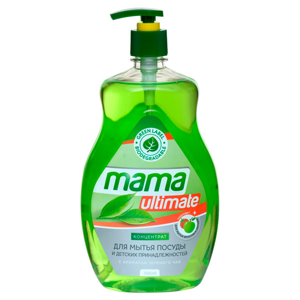 Средство для мытья посуды Mama Ultimate зеленый чай 1л.