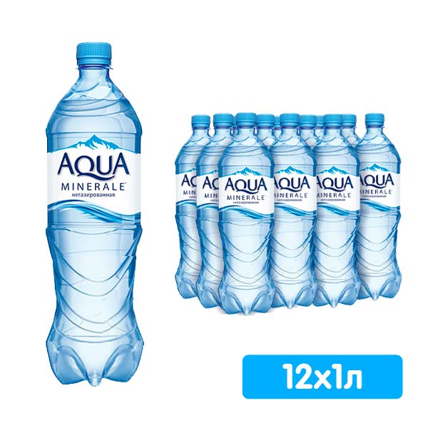 Вода Аква Минерале 1 литр, без газа, пэт, 12 шт. в уп.