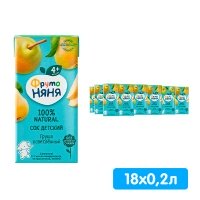 Сок ФрутоНяня груша осветлённый 0.2 литра, 18 шт. в уп.