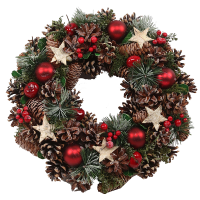 Венок новогодний красно-зеленый 35 см