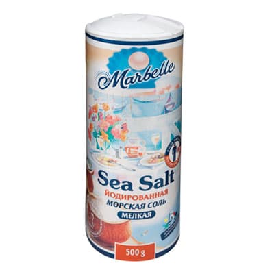 Соль Marbelle морская пищевая йодированная мелкая в тубе 500 гр