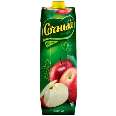 Нектар Сочный яблочный 1 литр, 12 шт. в уп.