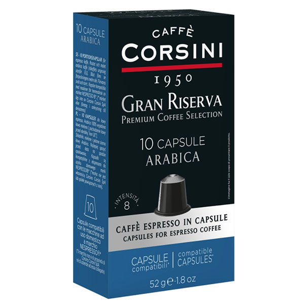 Кофе Corsini Gran Riserva Arabica крепость 8 10 капсул по 5,2 гр