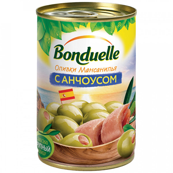 Оливки Bonduelle с анчоусом 300 гр