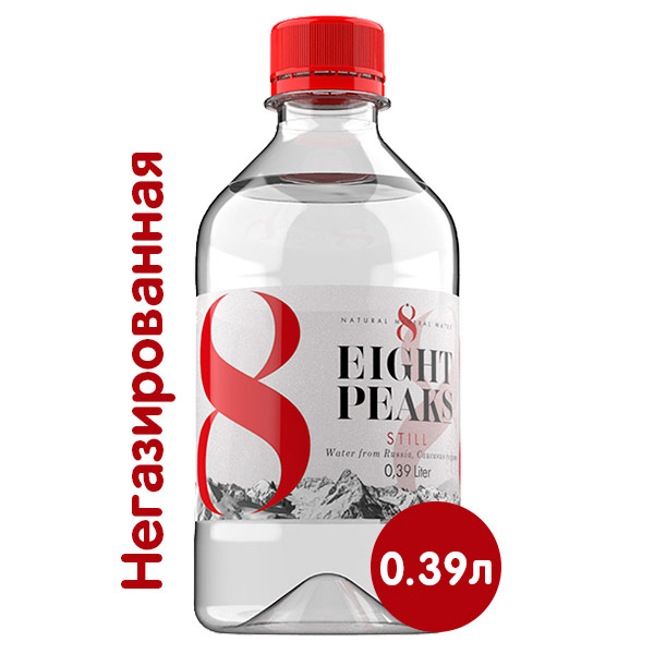 Вода Eight 8 Peaks минеральная 0.39 литра, без газа, пэт, 12 шт. в уп.