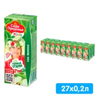 Сок Сады придонья прямого отжима яблоко 0.2 литра, 27 шт. в уп.