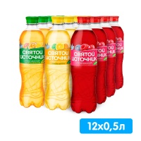 Микс вкусов «Святой источник» ягодно-фруктовый 0.5 литра, газ, пэт, 12 шт. в уп.