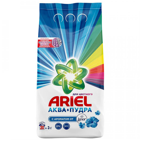 Стиральный порошок Ariel Аква Пудра Ароматерапия для цветного автомат 3 кг