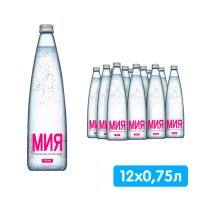 Вода Мия 0.75 литра, газ, стекло, 12 шт. в уп.
