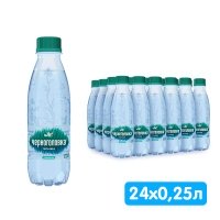 Вода Черноголовка питьевая 0.25 литра, газ, пэт, 24 шт. в уп.
