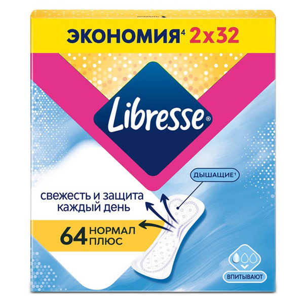 

Прокладки Libresse ежедневные normal плюс 64 шт