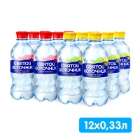 Микс вкусов «Святой источник» малина-цитрус 0.33 литра, газ, пэт, 12 шт. в уп.