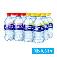 Микс вкусов «Святой источник» малина-цитрус 0.33 литра, газ, пэт, 12 шт. в уп.