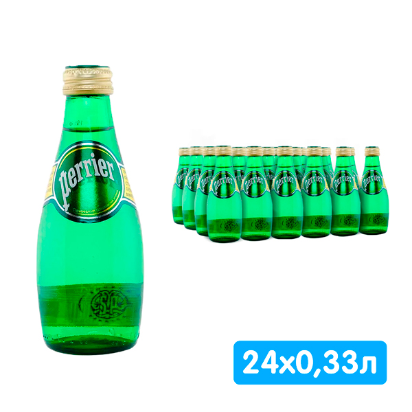 Вода Perrier / Перье 0.33 литра, газ, стекло, 24 шт. в уп.