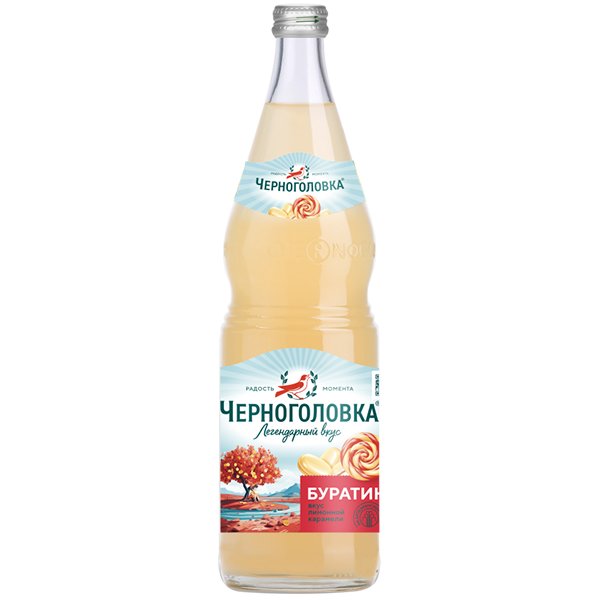 Черноголовка Лимонад Буратино 1 литр, газ, стекло, 6 шт. в уп.