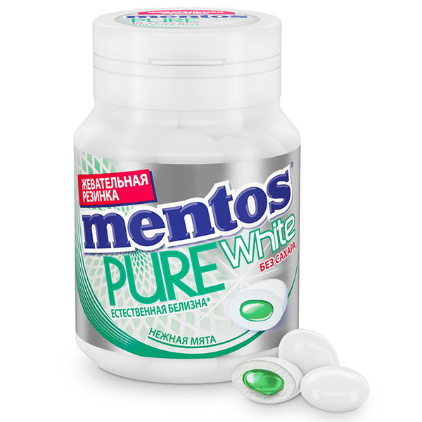 Жевательная резинка Mentos Pure White Нежная мята 54 гр