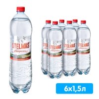 Вода Stelmas 1.5 литра, газ, пэт, 6 шт. в уп.