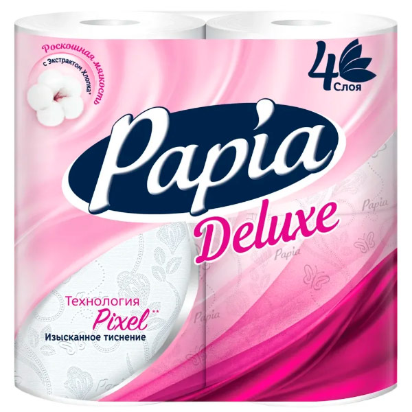 Туалетная бумага Papia Deluxe белая 4 слоя (4шт)