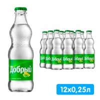 Напиток Добрый Лимон-Лайм 0.25 литра, газ, стекло, 12 шт. в уп.