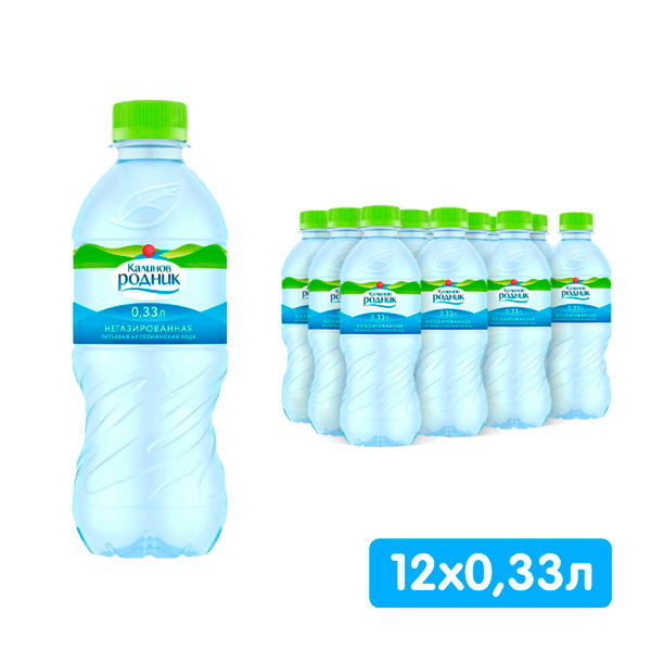 Вода Калинов Родник 0.33 литра, без газа, пэт, 12 шт. в уп.