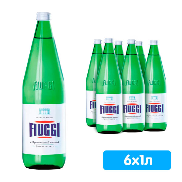 Вода Fiuggi Natural 1 литр, без газа, стекло, 6 шт. в уп.