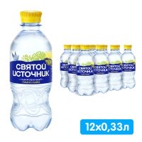 Вода Святой Источник с ароматом лимона и лайма 0,33 литра, газ, пэт, 12 шт. в уп.