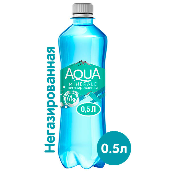 Вода Аква Минерале плюс с магнием 0,5 литра, без газа, пэт, 12 шт. в уп.