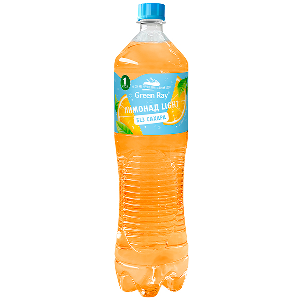 Лимонад Green Ray апельсиновый, ПЭТ, 1,5 литра, газ, 6 шт. в уп.