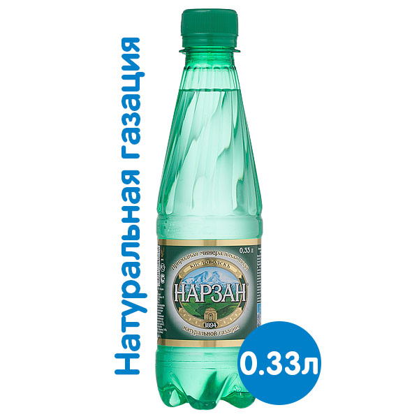 Вода Нарзан 0.33 литра, натуральной газации, пэт, 24 шт. в уп.