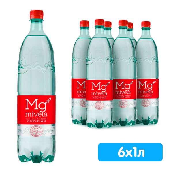 Вода Mivela Mg++ / Мивела 1.0 литр, слабогазированная, пэт, 6 шт. в уп.
