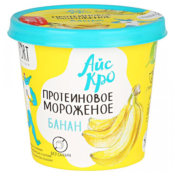 Молочное мороженое АйсКро протеиновое Банан 2% БЗМЖ 75 гр