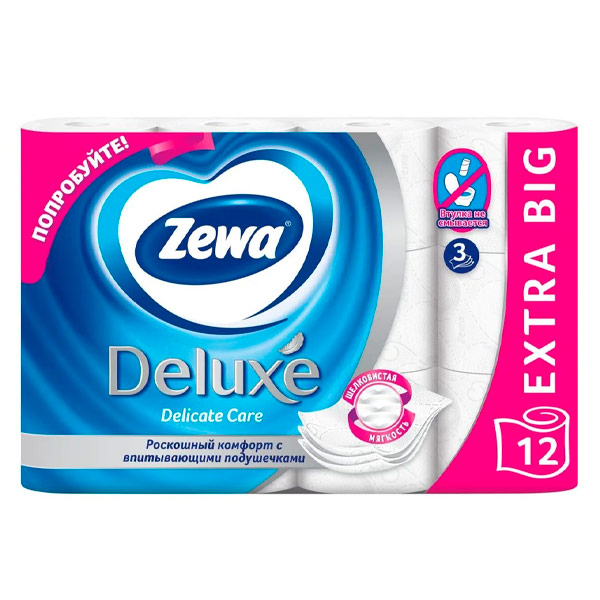 Туалетная бумага Zemma Deluxe белая 3х-слойная (12шт.)