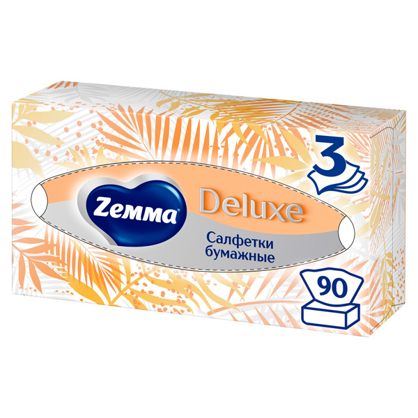 Салфетки косметические Zemma Deluxe 3-х сл. 90шт (1шт)