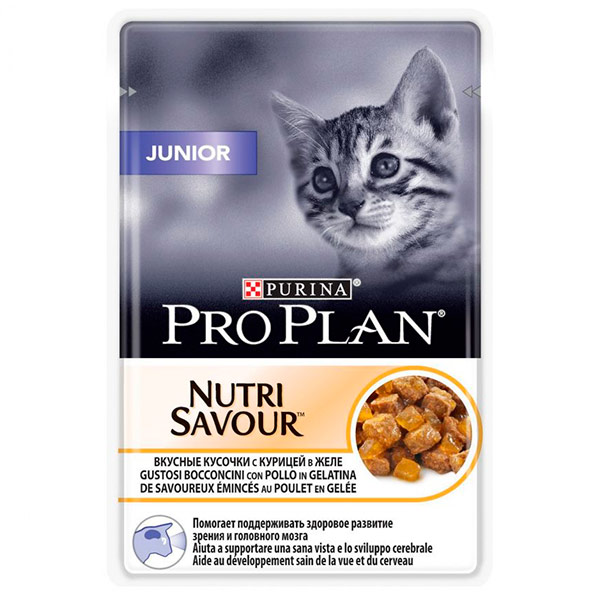 Корм влажный Purina Pro Plan Junior для котят вкусные кусочки в желе с курицей 85 гр
