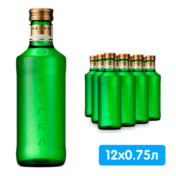 Вода Nedra 0.75 литра, газ, стекло, 12 шт. в уп.
