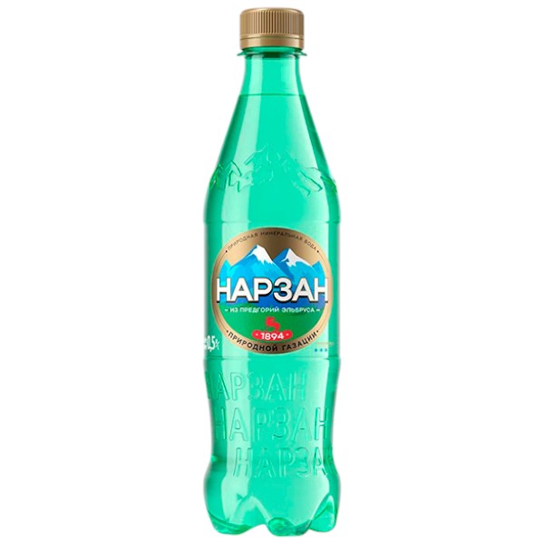 Вода Нарзан 0.5 литра, природной газации, пэт, 12 шт. в уп.