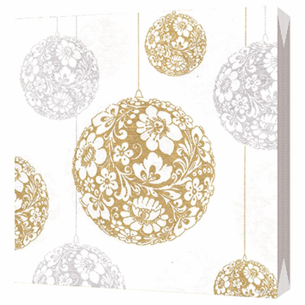 Салфетки бумажные Bulgaree Green Новогодние шары золотые сервировочные 33х33 см, 20 шт