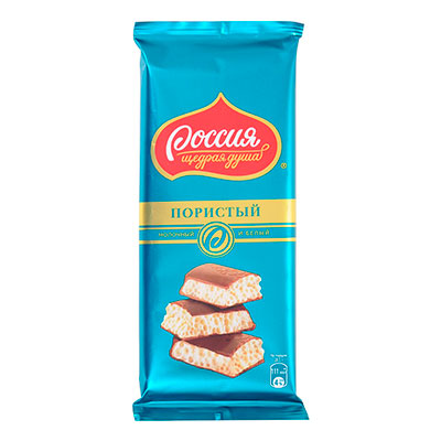 Шоколад Россия-щедрая душа молочный белый пористый 85 гр