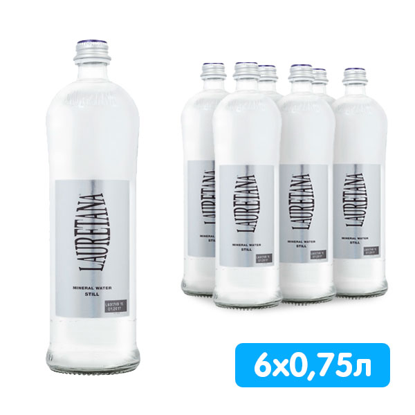 Вода Lauretana Pininfarina 0.75 литра, без газа, стекло, 6 шт. в уп.