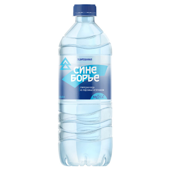 Вода Синеборье 0.6 литра, газ, пэт, 12 шт. в уп.