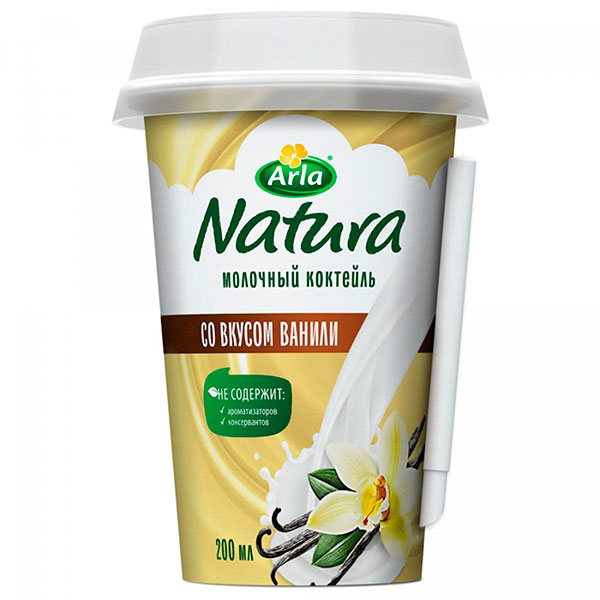 Молочный коктейль Arla Natura со вкусом ванили 1.4% БЗМЖ 200 мл