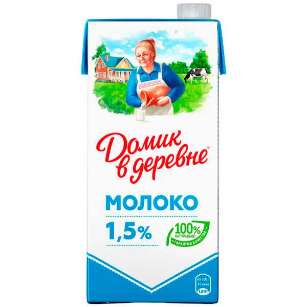 Молоко Домик в деревне 1,5% БЗМЖ 0,95 литра