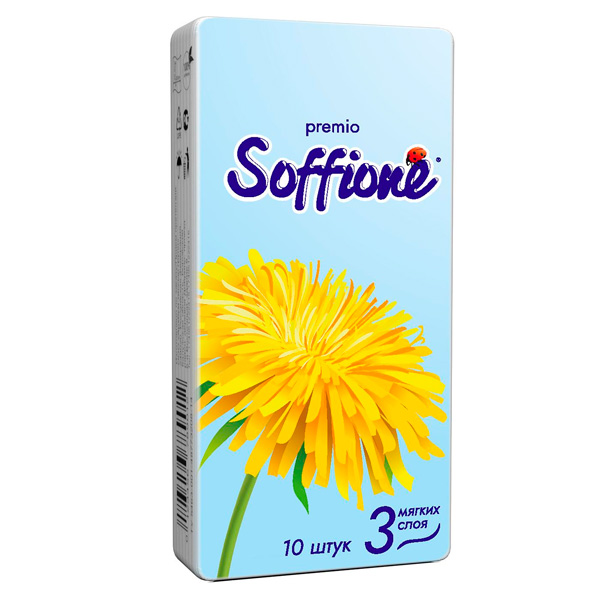 Носовые платочки Soffione 3 слоя (10х10 шт)