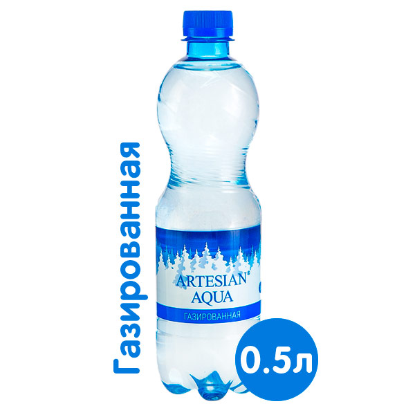 Вода Aqua Artesian 0,5 литра, газ, пэт, 10 шт. в уп.