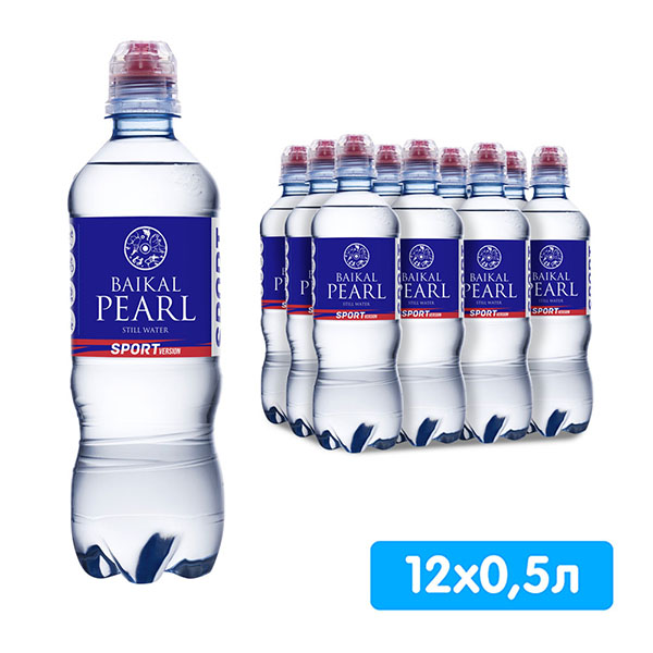 Вода Baikal Pearl / Жемчужина Байкала 0.5 литра, спорт, без газа, пэт, 12 шт. в уп.