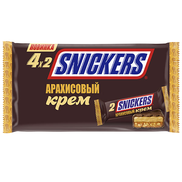 Шоколадный батончик SNICKERS Арахисовый крем мультипак 36.5 гр 4 шт. в уп.