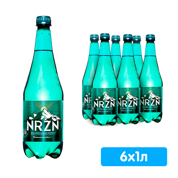 Вода NRZN 1 литр, газ, стекло, 6 шт. в уп